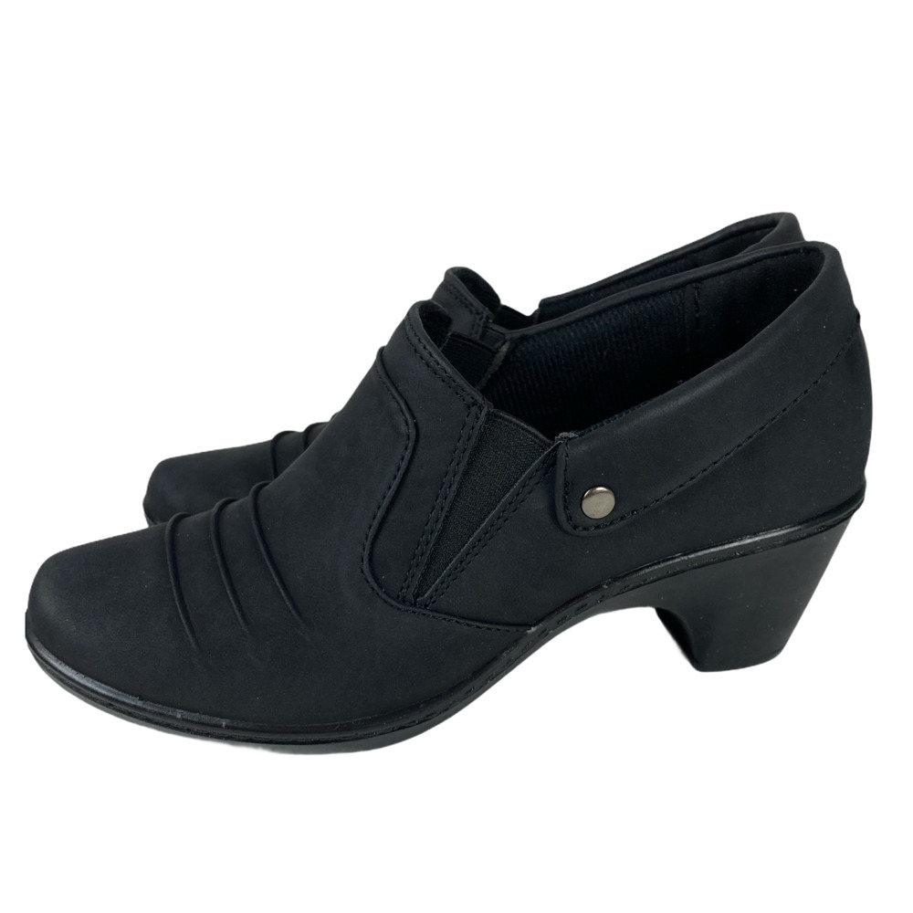Easy Black Bennett Womens Black Suede Loafer Heeled Shoes 6.5 Medium
